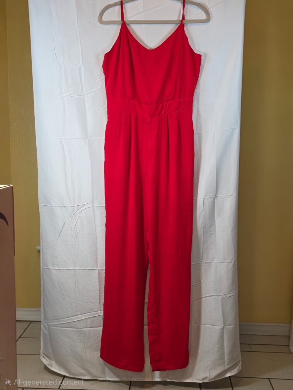 Charlotte Russe Red Wide Leg Jumpsuit Women's Large L Sleeveless Strappy